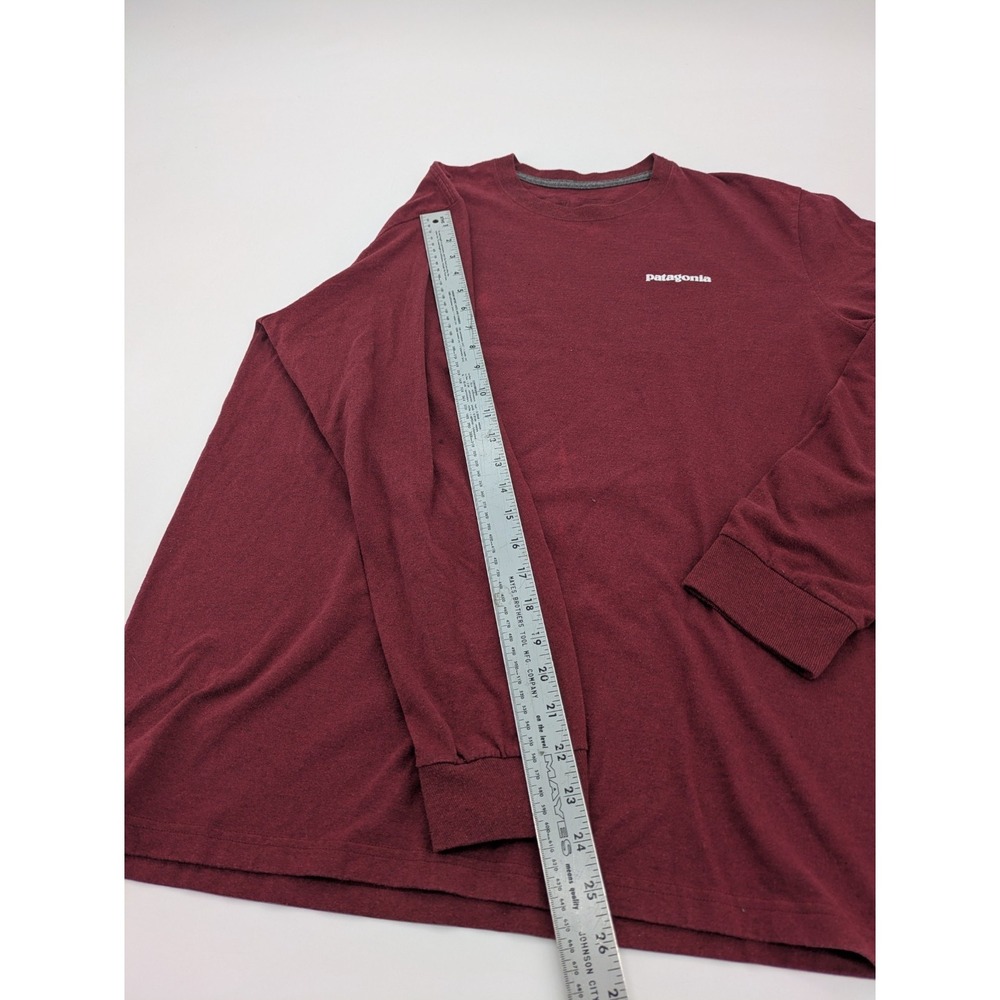 Patagonia Shirt Mens Large Red Long Sleeve Responsibili Tee Logo P-6 Hiking FLAW - Picture 8 of 11